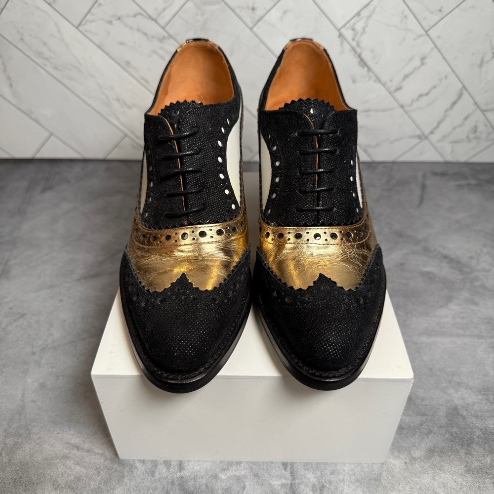 The Office of Angela Scott - Black and Gold Oxford Shoes